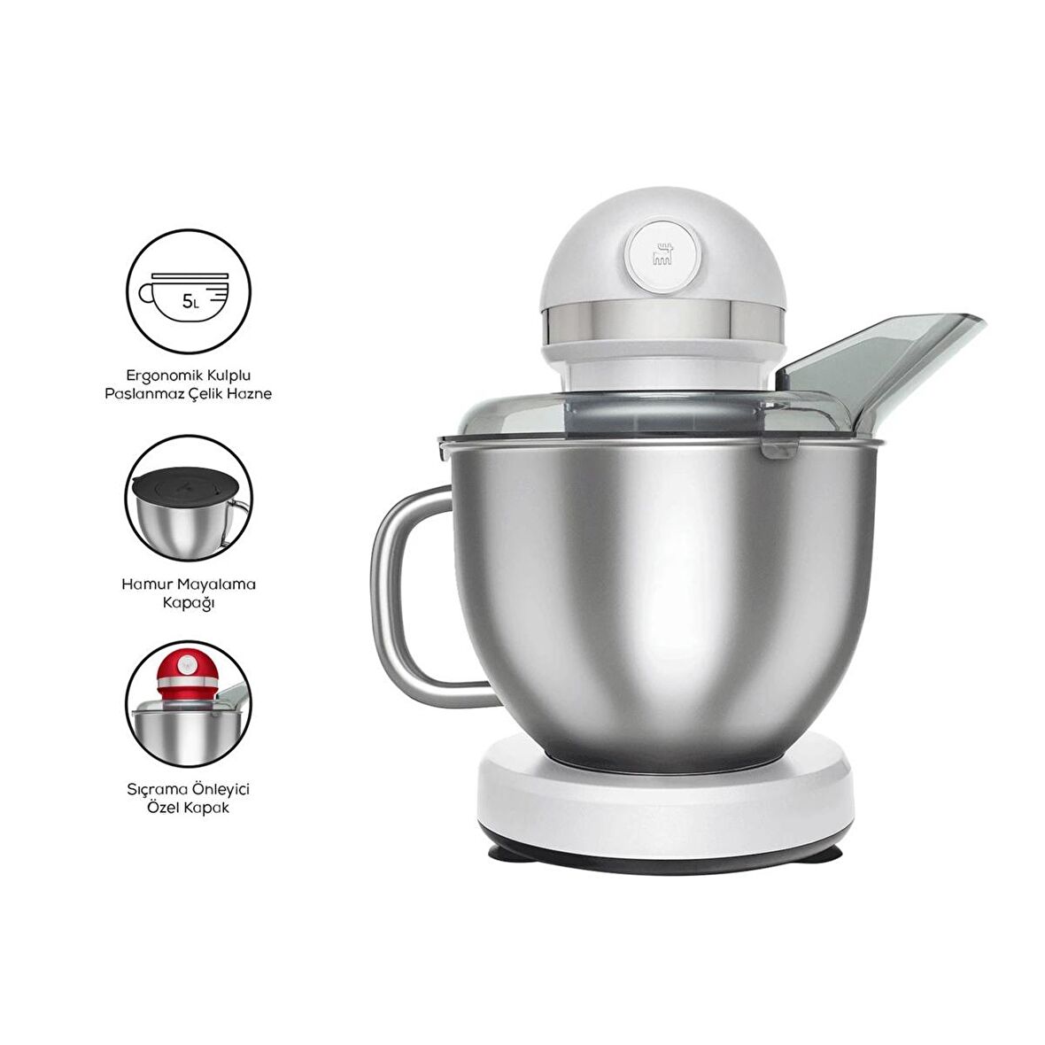 Karaca Mastermaid Chef Pro Çift Kollu Stand Mikser Pearl White 1750 W